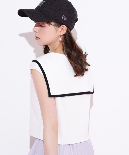 JILL by JILL STUART(ジルバイジルスチュアート)の「◇ビッグカラー配色ニット(ニット/セーター・レディース・ホワイト/レッド系その他/ブルー系その他・FREE)」の7枚目の写真