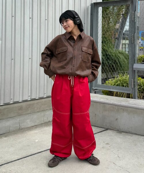 セール】【SOUNDS GOOOD】ダブルニースタッズパラシュートパンツ