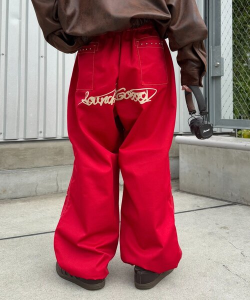 SOUNDSGOOOOD（サウンズグッド）の「【SOUNDS GOOOD】ダブルニースタッズパラシュートパンツ（カーゴパンツ・レディース・ブラック/ブラウン/レッド・ONE SIZE）」の21枚目の写真