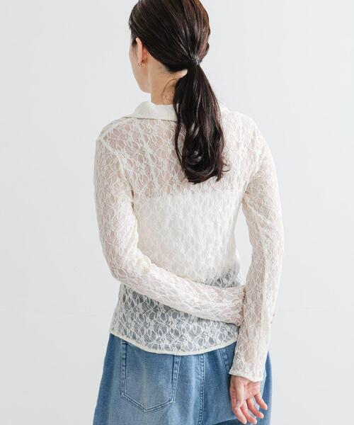 URBAN RESEARCH（アーバンリサーチ）の「ストレッチレースシャツカラーブラウス（シャツ/ブラウス・レディース・オフホワイト/ブラック・FREE）」の6枚目の写真