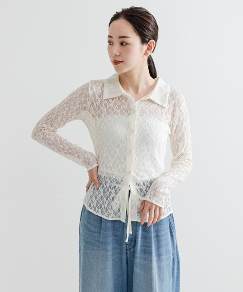 URBAN RESEARCH / アーバンリサーチ ストレッチレースシャツカラーブラウス ストレッチレースシャツカラーブラウス（シャツ/ブラウス