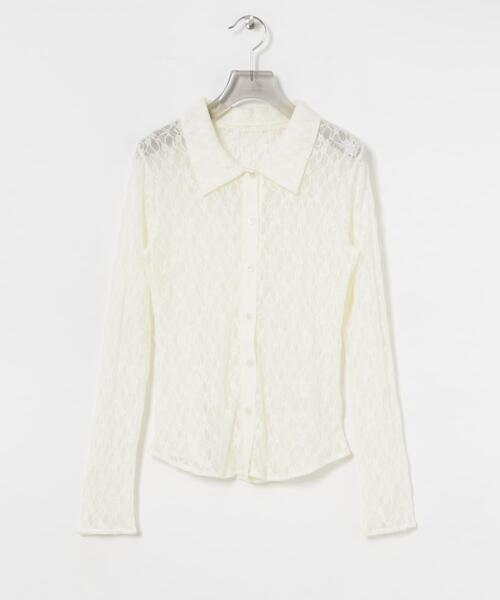 URBAN RESEARCH（アーバンリサーチ）の「ストレッチレースシャツカラーブラウス（シャツ/ブラウス・レディース・オフホワイト/ブラック・FREE）」の10枚目の写真
