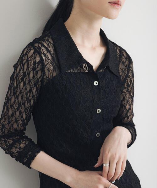 URBAN RESEARCH（アーバンリサーチ）の「ストレッチレースシャツカラーブラウス（シャツ/ブラウス・レディース・オフホワイト/ブラック・FREE）」の12枚目の写真