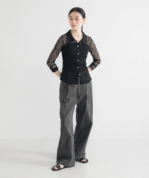 URBAN RESEARCH（アーバンリサーチ）の「ストレッチレースシャツカラーブラウス（シャツ/ブラウス・レディース・オフホワイト/ブラック・FREE）」の18枚目の写真