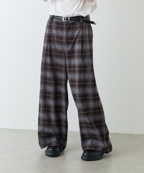 Lui's(ルイス)の「【Neucon/ニューコン】ストライプ/チェック ワイドストレートスラックス(スラックス・メンズ・ブラック/ブラウン・2/1)」の20枚目の写真