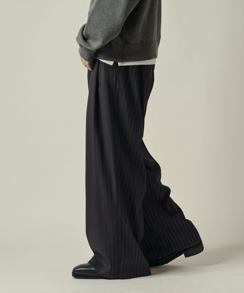 GIVENCHY ジバンシー ワイド ストレート ストライプ スラックス セール】【Neucon/ニューコン】ストライプ/チェック ワイドストレート