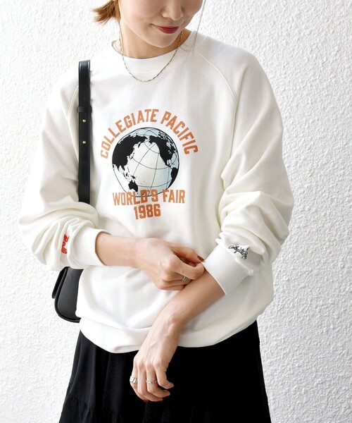 シップス エニィ（SHIPS any）/【SHIPS any別注】Collegiate Pacific: ロゴ プリント ＆ 刺繍 スウェッ セール】【SHIPS any別注】Collegiate Pacific: ロゴ プリント ＆ 刺繍