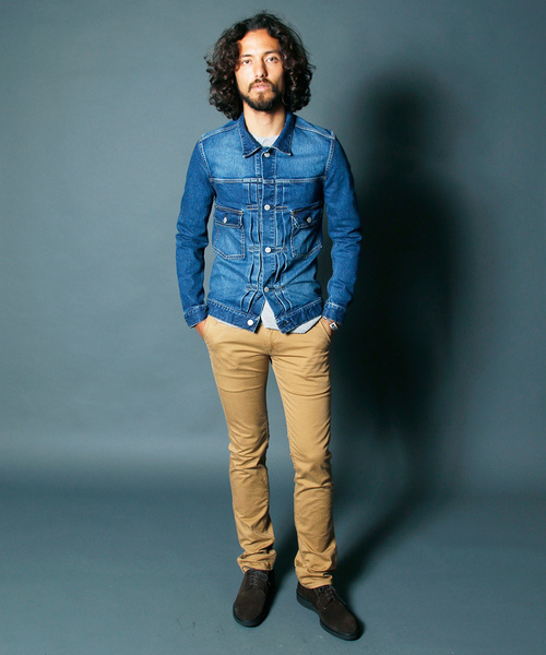 Magine（マージン）の「STRETCH DENIM G-JKT TYPE 2ND:ストレッチデニム　G-JKT タイプ2ND（デニムジャケット・メンズ・インディゴブルー・48/44/46）」の11枚目の写真