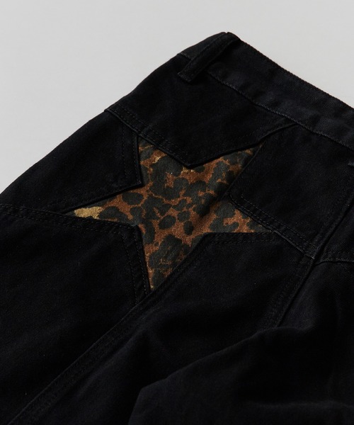 AO2(アオズ)の「Vintage-like Star Baggy Denim / ヴィンテージライク スターバギーデニム(デニムパンツ・レディース・ブラック/カーキ/レッド/レオパード・FREE)」の6枚目の写真