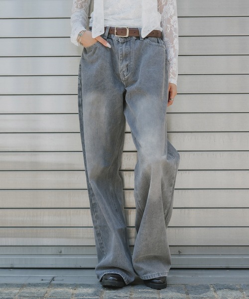 AO2(アオズ)の「Vintage-like Star Baggy Denim / ヴィンテージライク スターバギーデニム(デニムパンツ・レディース・ブラック/カーキ/レッド/レオパード・FREE)」の16枚目の写真