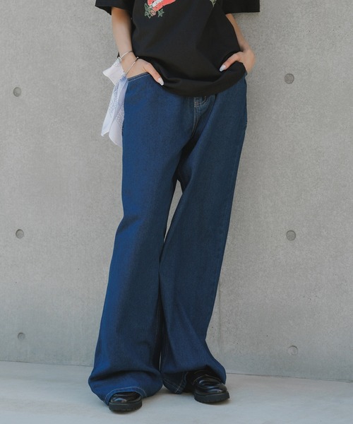 AO2(アオズ)の「Vintage-like Star Baggy Denim / ヴィンテージライク スターバギーデニム(デニムパンツ・レディース・ブラック/カーキ/レッド/レオパード・FREE)」の22枚目の写真