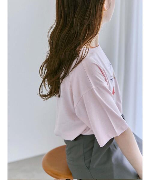 ehka sopo（エヘカソポ）の「フードプリントTシャツ（Tシャツ/カットソー・レディース・グレー/ピンク/オフホワイト・F）」の8枚目の写真