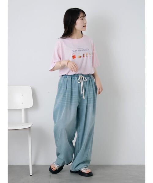 ehka sopo（エヘカソポ）の「フードプリントTシャツ（Tシャツ/カットソー・レディース・グレー/ピンク/オフホワイト・F）」の12枚目の写真