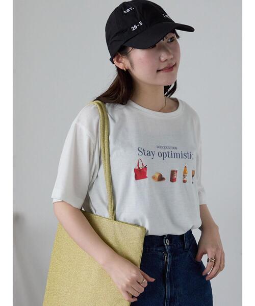 ehka sopo（エヘカソポ）の「フードプリントTシャツ（Tシャツ/カットソー・レディース・グレー/ピンク/オフホワイト・F）」の15枚目の写真