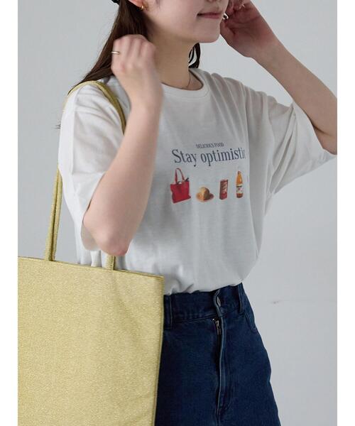 ehka sopo（エヘカソポ）の「フードプリントTシャツ（Tシャツ/カットソー・レディース・グレー/ピンク/オフホワイト・F）」の16枚目の写真