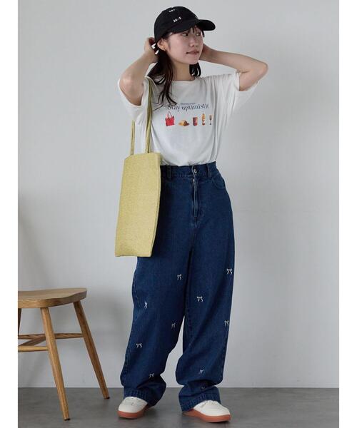 ehka sopo（エヘカソポ）の「フードプリントTシャツ（Tシャツ/カットソー・レディース・グレー/ピンク/オフホワイト・F）」の19枚目の写真