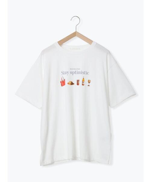 ehka sopo（エヘカソポ）の「フードプリントTシャツ（Tシャツ/カットソー・レディース・グレー/ピンク/オフホワイト・F）」の22枚目の写真