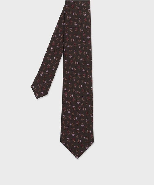 【未使用級✨】タイユアタイ 総柄 ダークブラウン モノトーン メンズ ネクタイ Melancholic Floral” タイ【250061 552MJ】（ネクタイ）｜Paul Smith