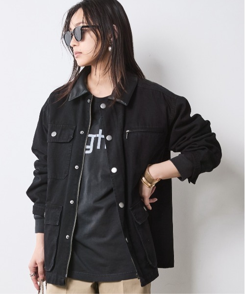 CHIC STYLE(シックスタイル)の「綿100%カバーオール<大きいサイズ有>シックスタイル(カバーオール・レディース・ベージュ系/ブラック・M/L/LL/3L/4L/5L)」の1枚目の写真