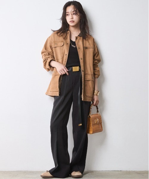 CHIC STYLE(シックスタイル)の「綿100%カバーオール<大きいサイズ有>シックスタイル(カバーオール・レディース・ベージュ系/ブラック・M/L/LL/3L/4L/5L)」の21枚目の写真