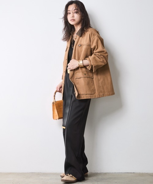 CHIC STYLE(シックスタイル)の「綿100%カバーオール<大きいサイズ有>シックスタイル(カバーオール・レディース・ベージュ系/ブラック・M/L/LL/3L/4L/5L)」の22枚目の写真