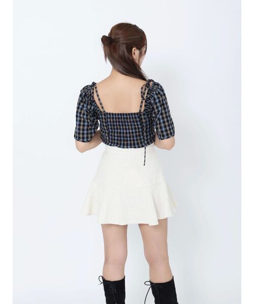 EATME（イートミー）の「リボンショルダーチェックブラウス（シャツ/ブラウス・レディース・ワイン/ブラック/ベージュ・FREE）」の7枚目の写真