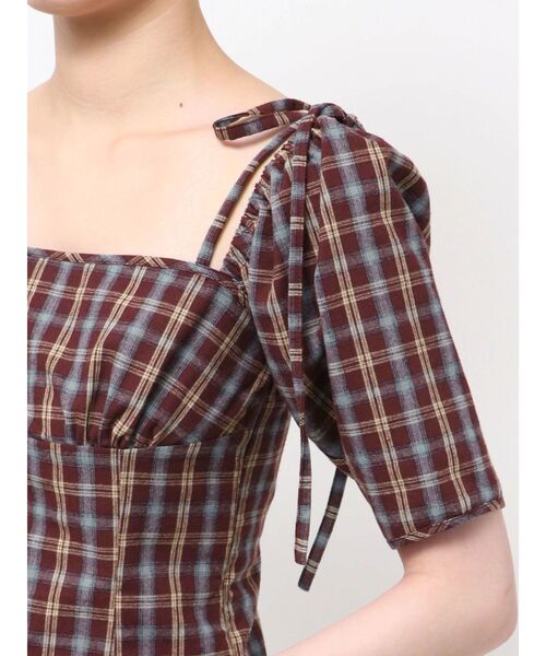EATME（イートミー）の「リボンショルダーチェックブラウス（シャツ/ブラウス・レディース・ワイン/ブラック/ベージュ・FREE）」の21枚目の写真