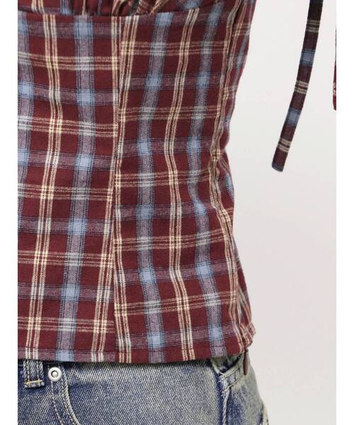 EATME（イートミー）の「リボンショルダーチェックブラウス（シャツ/ブラウス・レディース・ワイン/ブラック/ベージュ・FREE）」の20枚目の写真