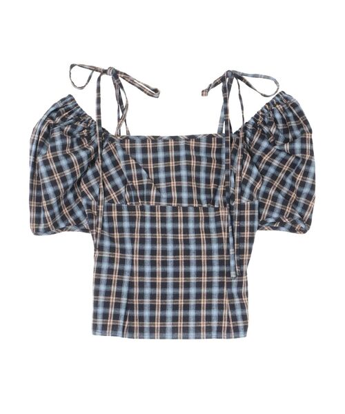 EATME（イートミー）の「リボンショルダーチェックブラウス（シャツ/ブラウス・レディース・ワイン/ブラック/ベージュ・FREE）」の13枚目の写真