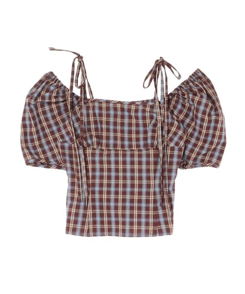 EATME（イートミー）の「リボンショルダーチェックブラウス（シャツ/ブラウス・レディース・ワイン/ブラック/ベージュ・FREE）」の11枚目の写真