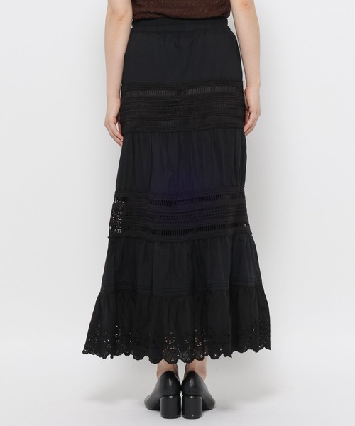 mysty woman（ミスティウーマン）の「コットンティアードレーススカート　586727（スカート・レディース・ブラック/オフホワイト/ブラウン・FREE）」の13枚目の写真