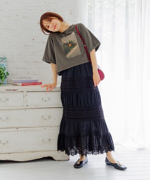 mysty woman（ミスティウーマン）の「コットンティアードレーススカート　586727（スカート・レディース・ブラック/オフホワイト/ブラウン・FREE）」の22枚目の写真