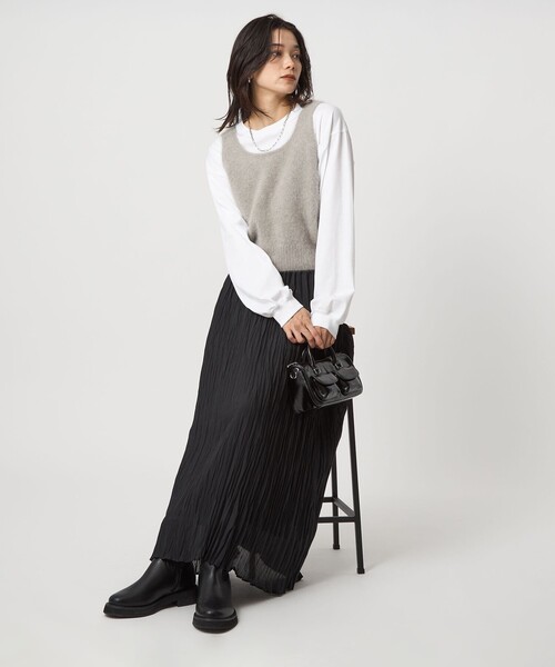 green label relaxing（グリーンレーベルリラクシング）の「ヘアリー ニット キャミソール（ベスト・レディース・ブラック/ベージュ/グレー・FREE）」の19枚目の写真