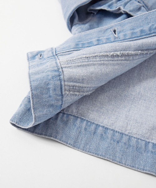 devirock（デビロック）の「【セットアップ可能】バックフリル ノーカラー デニムジャケット（デニムジャケット・キッズ・ブラック系/ブルー系・100cm/110cm/120cm/130cm/140cm/150cm/160cm）」の10枚目の写真