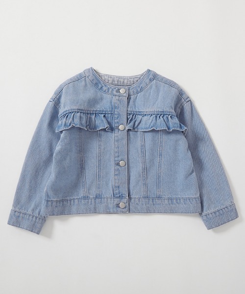 devirock（デビロック）の「【セットアップ可能】バックフリル ノーカラー デニムジャケット（デニムジャケット・キッズ・ブラック系/ブルー系・100cm/110cm/120cm/130cm/140cm/150cm/160cm）」の12枚目の写真