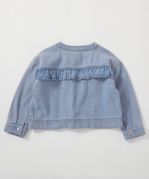 devirock（デビロック）の「【セットアップ可能】バックフリル ノーカラー デニムジャケット（デニムジャケット・キッズ・ブラック系/ブルー系・100cm/110cm/120cm/130cm/140cm/150cm/160cm）」の13枚目の写真