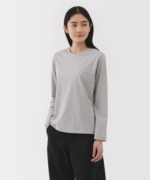婦人 天竺編みクルーネック長袖Tシャツ