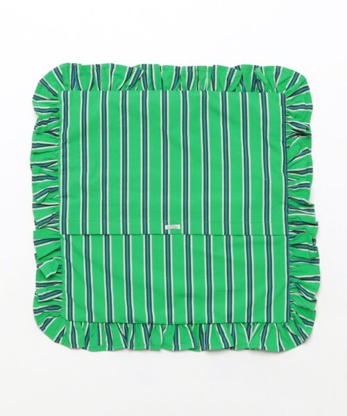 PUEBCO（プエブコ）の「SHIRT FABRIC RUFFLE CUSHION COVER Green Stripe（クッション/クッションカバー・メンズ・グリーン系その他・ONE SIZE）」の2枚目の写真