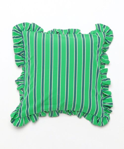 PUEBCO（プエブコ）の「SHIRT FABRIC RUFFLE CUSHION COVER Green Stripe（クッション/クッションカバー・メンズ・グリーン系その他・ONE SIZE）」の3枚目の写真