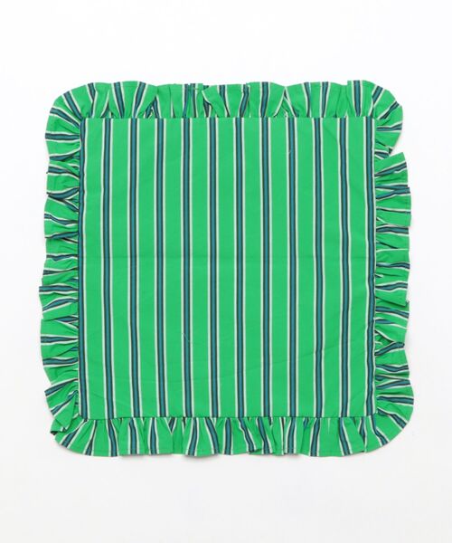 PUEBCO（プエブコ）の「SHIRT FABRIC RUFFLE CUSHION COVER Green Stripe（クッション/クッションカバー・メンズ・グリーン系その他・ONE SIZE）」の8枚目の写真