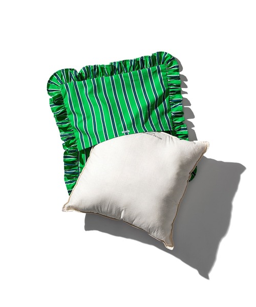 PUEBCO（プエブコ）の「SHIRT FABRIC RUFFLE CUSHION COVER Green Stripe（クッション/クッションカバー・メンズ・グリーン系その他・ONE SIZE）」の6枚目の写真