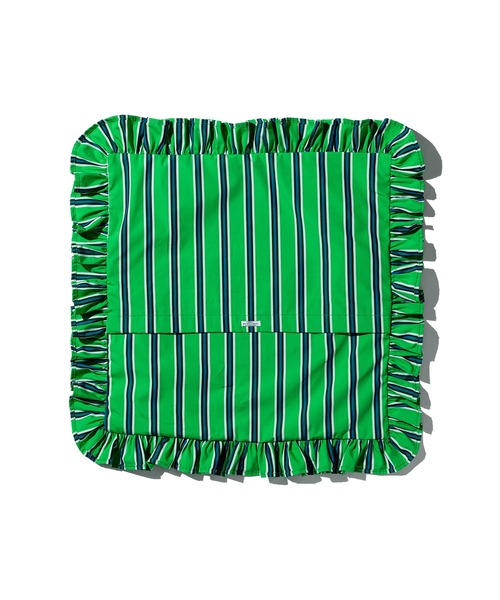 PUEBCO（プエブコ）の「SHIRT FABRIC RUFFLE CUSHION COVER Green Stripe（クッション/クッションカバー・メンズ・グリーン系その他・ONE SIZE）」の4枚目の写真