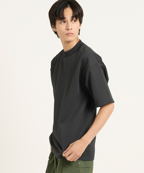 coca(coca)(コカ)の「メンズソフトジャージモックネックTシャツ(Tシャツ/カットソー・メンズ・ライトグレー/ブラック・XL/M/L)」の2枚目の写真