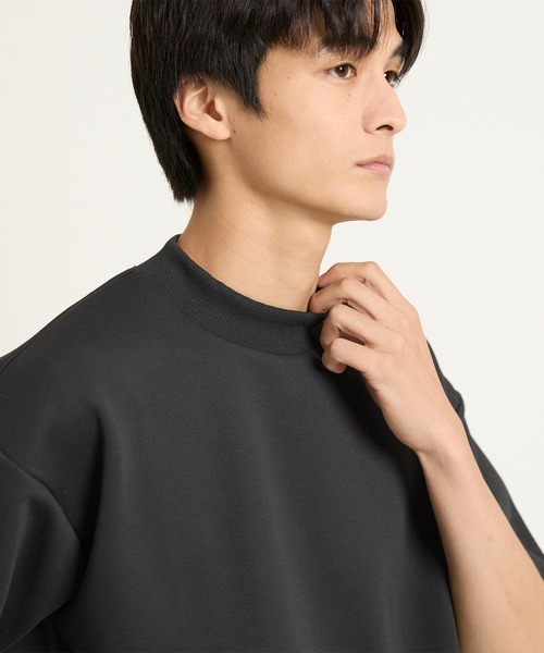 coca(coca)(コカ)の「メンズソフトジャージモックネックTシャツ(Tシャツ/カットソー・メンズ・ライトグレー/ブラック・XL/M/L)」の7枚目の写真