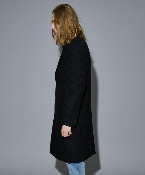 5351 POUR LES HOMMES（ゴーサンゴーイチプールオム）の「【25A/W】尾州産 ピークドラペル チェスターコート（チェスターコート・メンズ・ブルー/ブラック・44/46/48/50）」の5枚目の写真