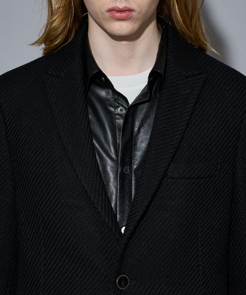 5351 POUR LES HOMMES（ゴーサンゴーイチプールオム）の「【25A/W】尾州産 ピークドラペル チェスターコート（チェスターコート・メンズ・ブルー/ブラック・44/46/48/50）」の7枚目の写真