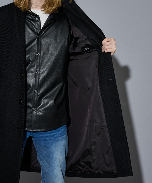 5351 POUR LES HOMMES（ゴーサンゴーイチプールオム）の「【25A/W】尾州産 ピークドラペル チェスターコート（チェスターコート・メンズ・ブルー/ブラック・44/46/48/50）」の13枚目の写真