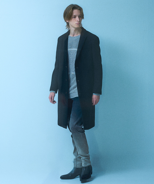 5351 POUR LES HOMMES（ゴーサンゴーイチプールオム）の「【25A/W】尾州産 ピークドラペル チェスターコート（チェスターコート・メンズ・ブルー/ブラック・44/46/48/50）」の15枚目の写真