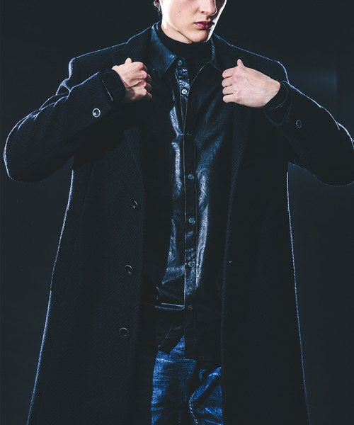 5351 POUR LES HOMMES（ゴーサンゴーイチプールオム）の「【25A/W】尾州産 ピークドラペル チェスターコート（チェスターコート・メンズ・ブルー/ブラック・44/46/48/50）」の17枚目の写真