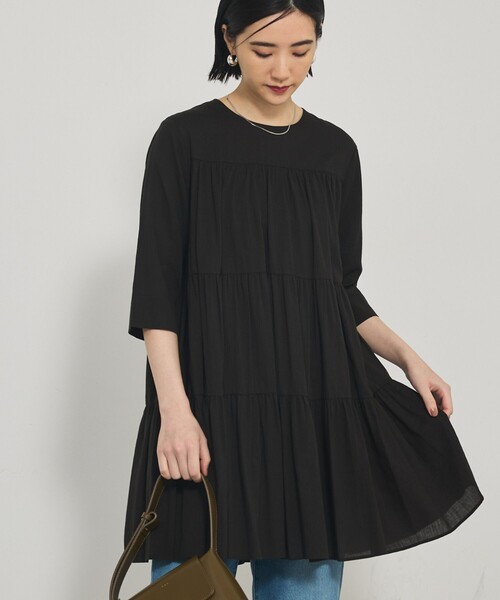 qualite（カリテ）の「【後ろ姿も美しく】ティアードチュニック/オフィスカジュアル/夏服/春服（シャツ/ブラウス・レディース・ブラック/オフホワイト/ブラウン系その他・フリー）」の18枚目の写真